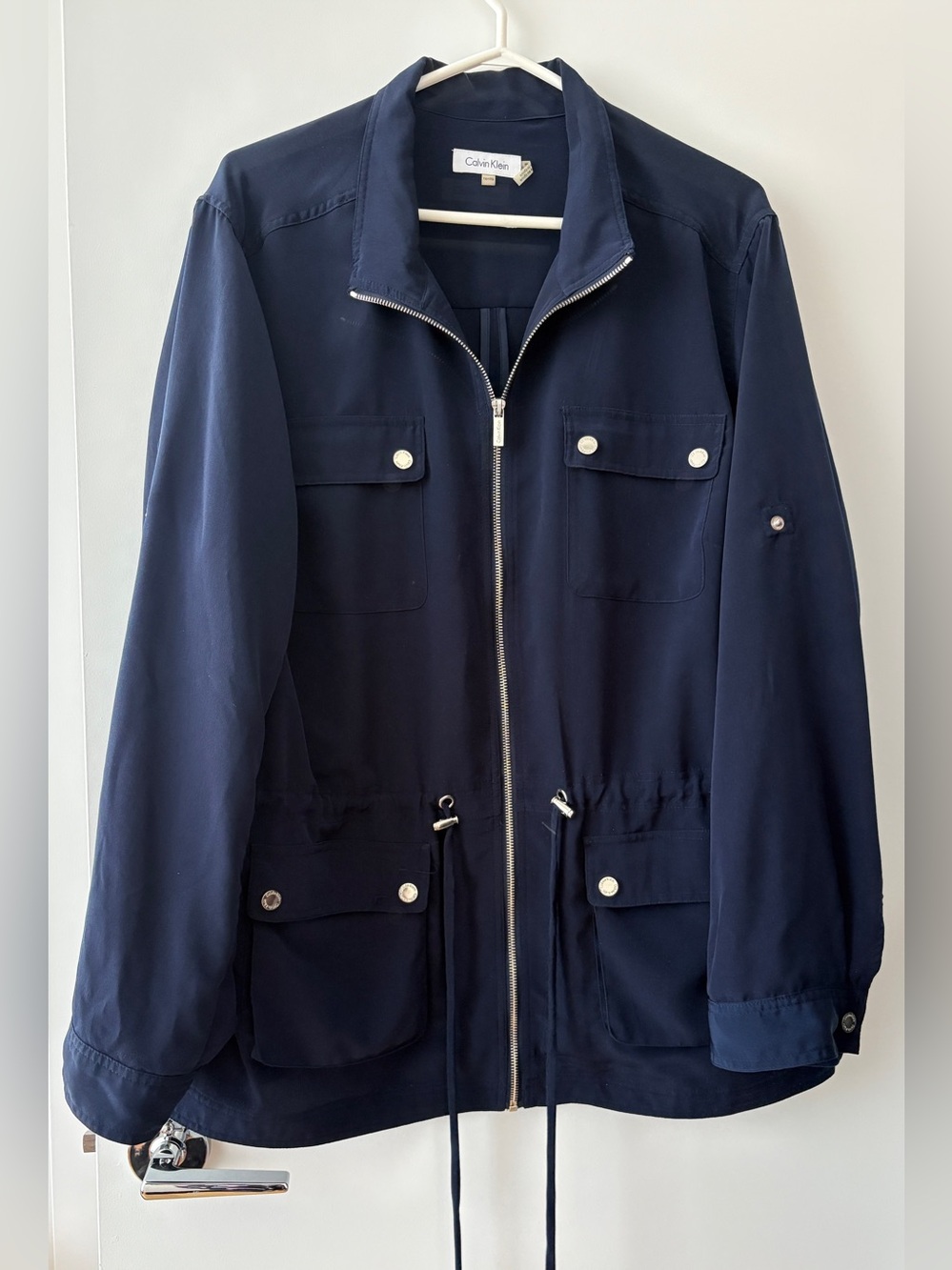 Calvin Klein Navy Zip-Front Field Jacket with adjustable sleeve lengths size 1X